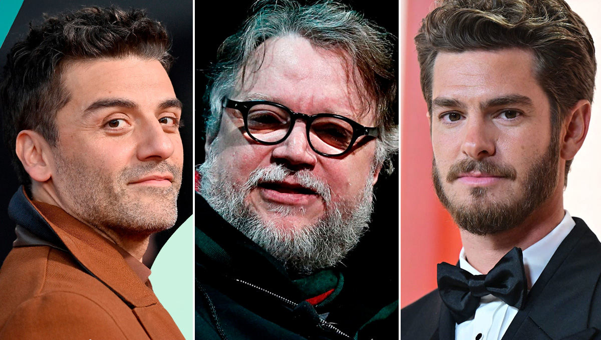 Andrew Garfield, Oscar Isaac e Guillermo Del Toro em Frankenstein