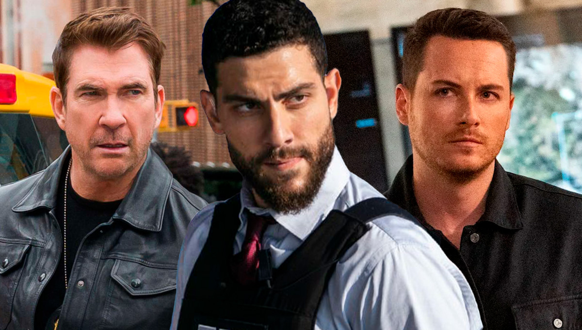 Os atores Dylan McDermott, Zeeko Zaki e Jesse Lee Soffer em uma imagem personalizada de FBI